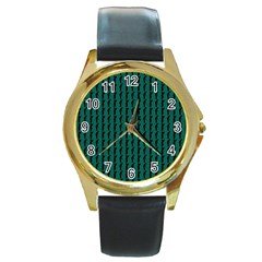 Golf Golfer Background Silhouette Round Gold Metal Watch by Nexatart