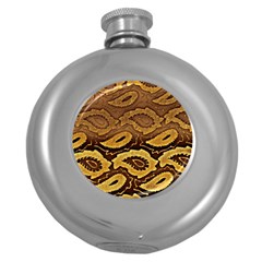 Golden Patterned Paper Round Hip Flask (5 Oz)