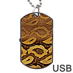 Golden Patterned Paper Dog Tag Usb Flash (one Side) by Nexatart