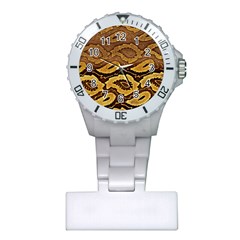 Golden Patterned Paper Plastic Nurses Watch