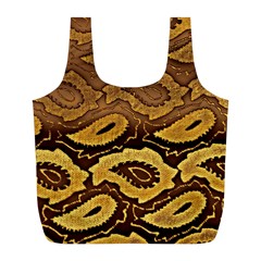 Golden Patterned Paper Full Print Recycle Bags (l)  by Nexatart