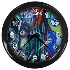 Graffiti Art Urban Design Paint Wall Clocks (black) by Nexatart