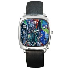 Graffiti Art Urban Design Paint Square Metal Watch