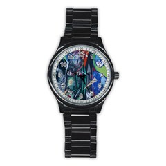 Graffiti Art Urban Design Paint Stainless Steel Round Watch by Nexatart