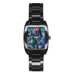 Graffiti Art Urban Design Paint Stainless Steel Barrel Watch by Nexatart