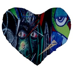 Graffiti Art Urban Design Paint Large 19  Premium Flano Heart Shape Cushions by Nexatart