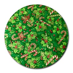 Green Holly Round Mousepads by Nexatart