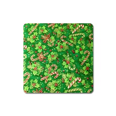 Green Holly Square Magnet