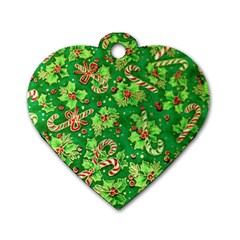 Green Holly Dog Tag Heart (two Sides) by Nexatart