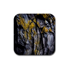 Grey Yellow Stone  Rubber Square Coaster (4 Pack) 