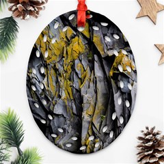 Grey Yellow Stone  Oval Filigree Ornament (two Sides) by Nexatart