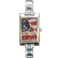 Grunge United State Of Art Flag Rectangle Italian Charm Watch by Nexatart