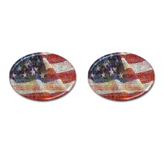 Grunge United State Of Art Flag Cufflinks (oval) by Nexatart