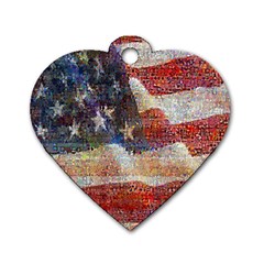 Grunge United State Of Art Flag Dog Tag Heart (one Side) by Nexatart