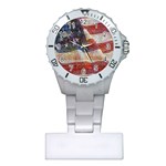 Grunge United State Of Art Flag Plastic Nurses Watch Front