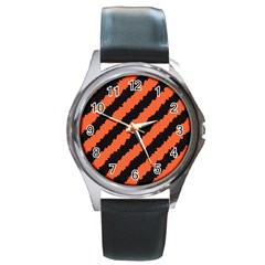 Halloween Background Round Metal Watch by Nexatart