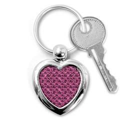 Floral Pink Collage Pattern Key Chains (heart)  by dflcprints