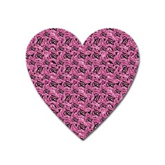 Floral Pink Collage Pattern Heart Magnet by dflcprints