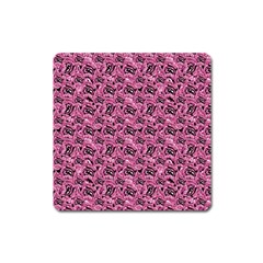 Floral Pink Collage Pattern Square Magnet by dflcprints