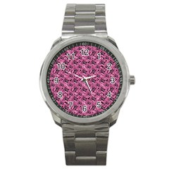 Floral Pink Collage Pattern Sport Metal Watch by dflcprints