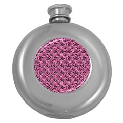 Floral Pink Collage Pattern Round Hip Flask (5 Oz) by dflcprints