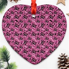 Floral Pink Collage Pattern Heart Ornament (two Sides) by dflcprints