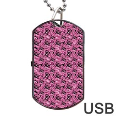 Floral Pink Collage Pattern Dog Tag Usb Flash (two Sides) by dflcprints