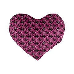 Floral Pink Collage Pattern Standard 16  Premium Flano Heart Shape Cushions by dflcprints