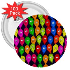 Happy Balloons 3  Buttons (100 Pack)  by Nexatart