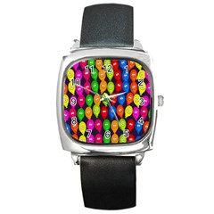 Happy Balloons Square Metal Watch by Nexatart