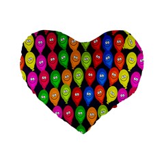 Happy Balloons Standard 16  Premium Flano Heart Shape Cushions by Nexatart