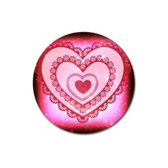 Heart Background Lace Magnet 3  (round) by Nexatart