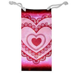 Heart Background Lace Jewelry Bag by Nexatart