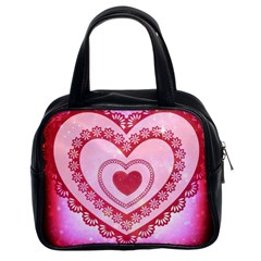 Heart Background Lace Classic Handbags (2 Sides) by Nexatart