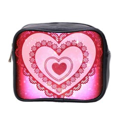 Heart Background Lace Mini Toiletries Bag 2-side by Nexatart