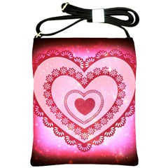 Heart Background Lace Shoulder Sling Bags by Nexatart