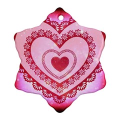 Heart Background Lace Snowflake Ornament (two Sides)