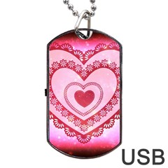 Heart Background Lace Dog Tag Usb Flash (two Sides) by Nexatart