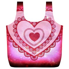 Heart Background Lace Full Print Recycle Bags (l)  by Nexatart