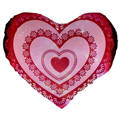 Heart Background Lace Large 19  Premium Flano Heart Shape Cushions by Nexatart