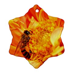 Honey Bee Takes Nectar Ornament (snowflake) by Nexatart