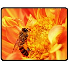 Honey Bee Takes Nectar Double Sided Fleece Blanket (medium)  by Nexatart