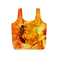 Honey Bee Takes Nectar Full Print Recycle Bags (s)  by Nexatart