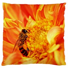 Honey Bee Takes Nectar Large Flano Cushion Case (two Sides) by Nexatart