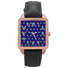 Honeycomb Fractal Art Rose Gold Leather Watch  by Nexatart