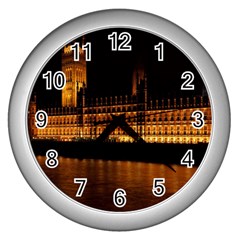 Houses Of Parliament Wall Clocks (silver)  by Nexatart