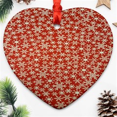 Holiday Snow Snowflakes Red Heart Ornament (two Sides) by Nexatart