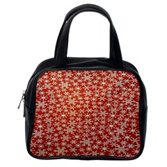 Holiday Snow Snowflakes Red Classic Handbags (one Side) by Nexatart