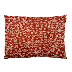 Holiday Snow Snowflakes Red Pillow Case (two Sides) by Nexatart