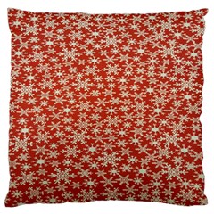 Holiday Snow Snowflakes Red Large Cushion Case (two Sides) by Nexatart